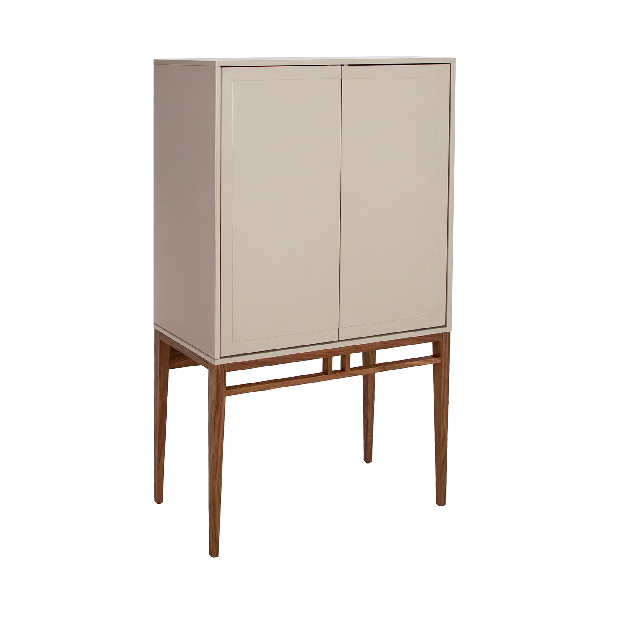 Wysoki kredens z drewna beżowego i orzechowego 90 x 40 x 150 cm