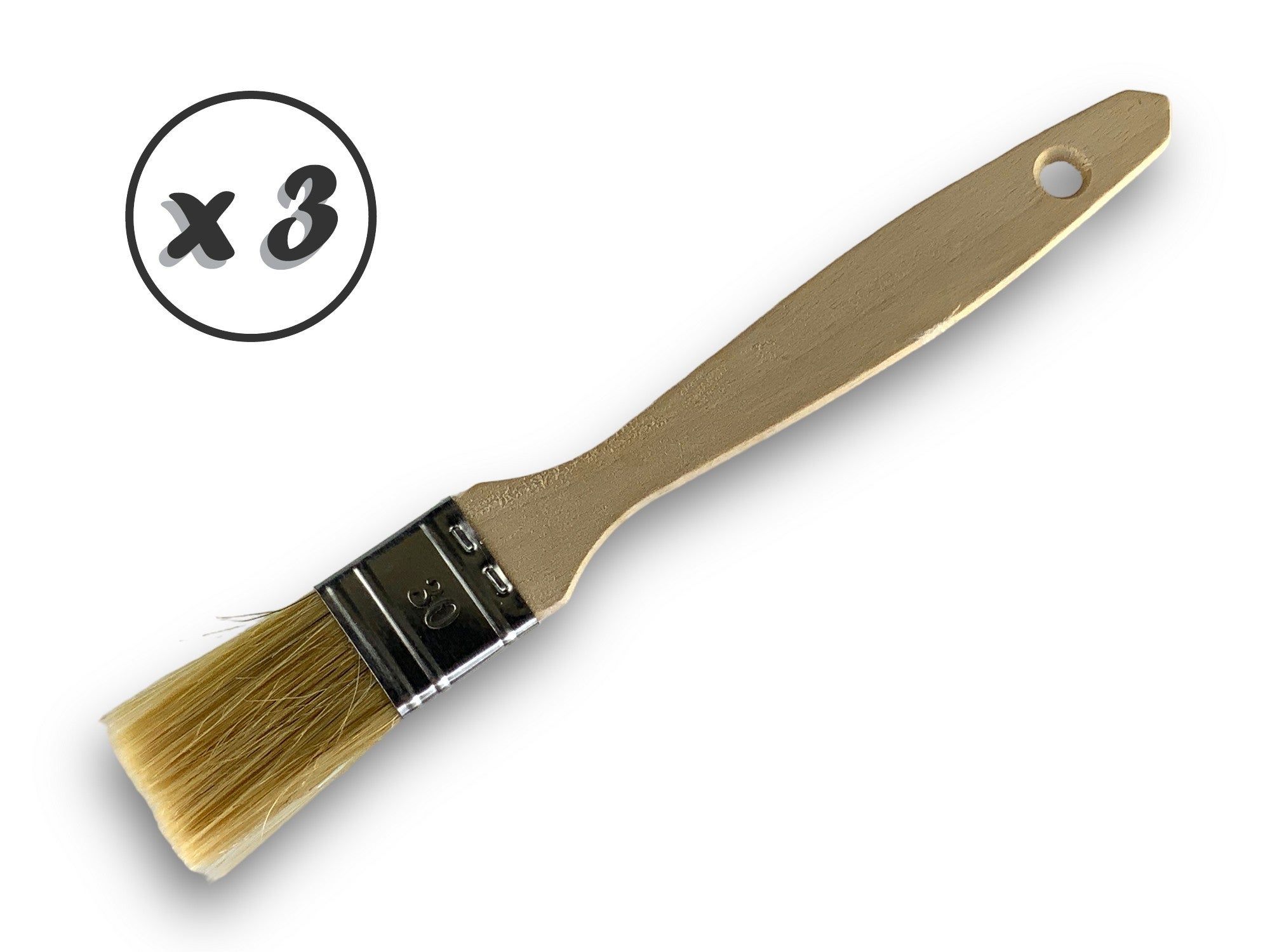 Lot De 3 Pinceaux Plats Avec Manche Court En Nylon Pour
