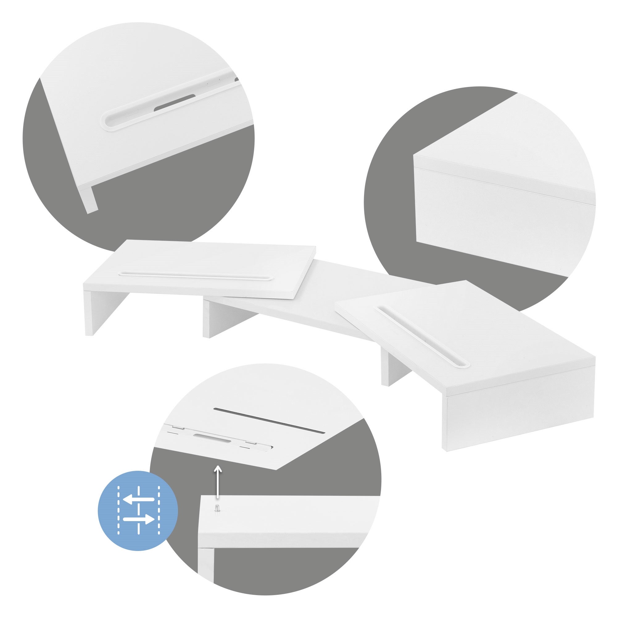 Dual Monitor Stand Riser réhausseur écran réglable support blanc ...