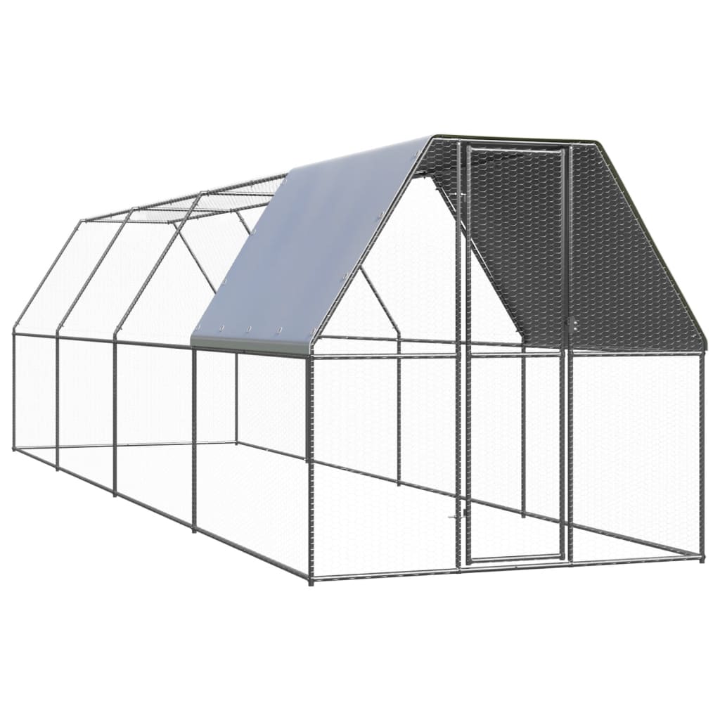 Klatka zewnętrzna dla kurcząt, 2x8x2 m, stal galwanizowana