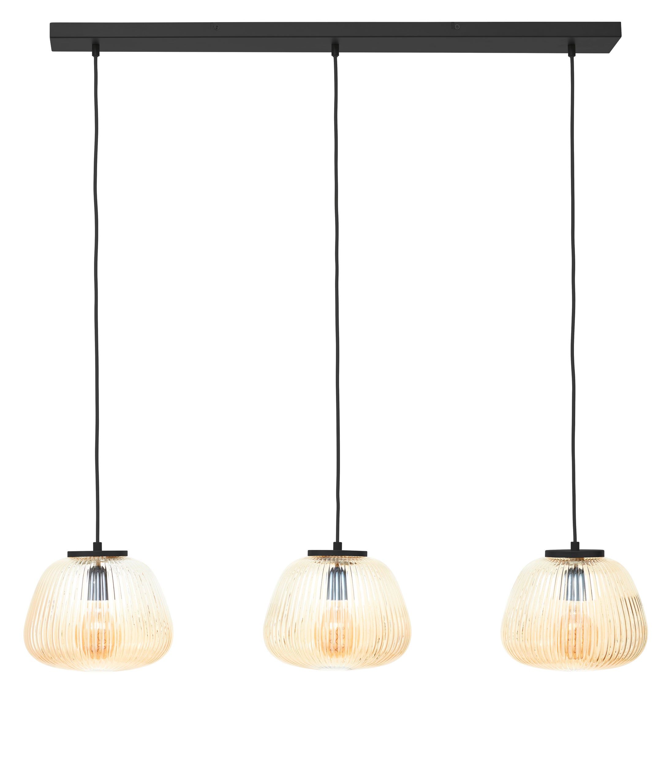 Brilliant Lamp Kaizen 3-lampowa lampa wisząca bursztynowy/matowy czarny metal/brązowe szkło 3x A60, E27, 40 W - 2