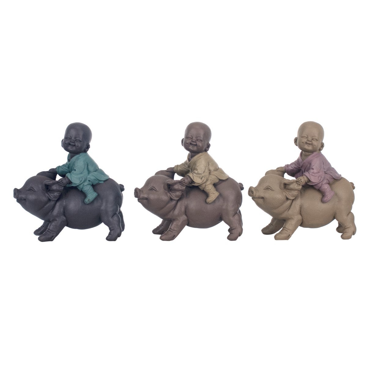 By sigris figura buda 3 unidades multicolor de resina 13*7*12cm figura de buda