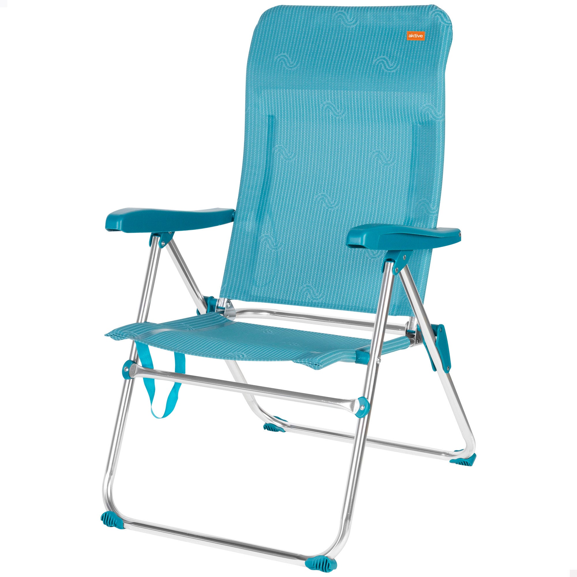 Aktive silla plegable de playa multiposición 47x62x90 cm azul con asa