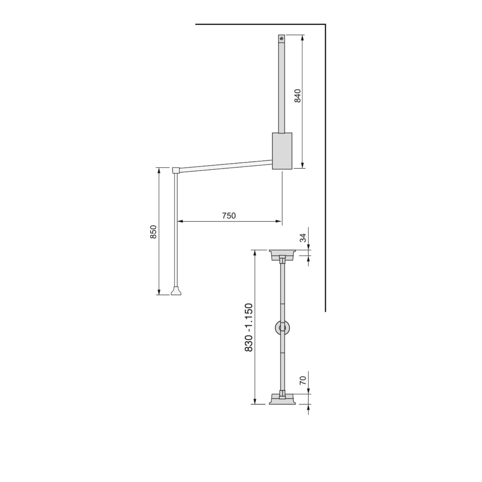 Emuca Penderie Rabattable Sling 830-1150 Mm – Charge 12 Kg, Finition Titane, Pour Armoire Placard