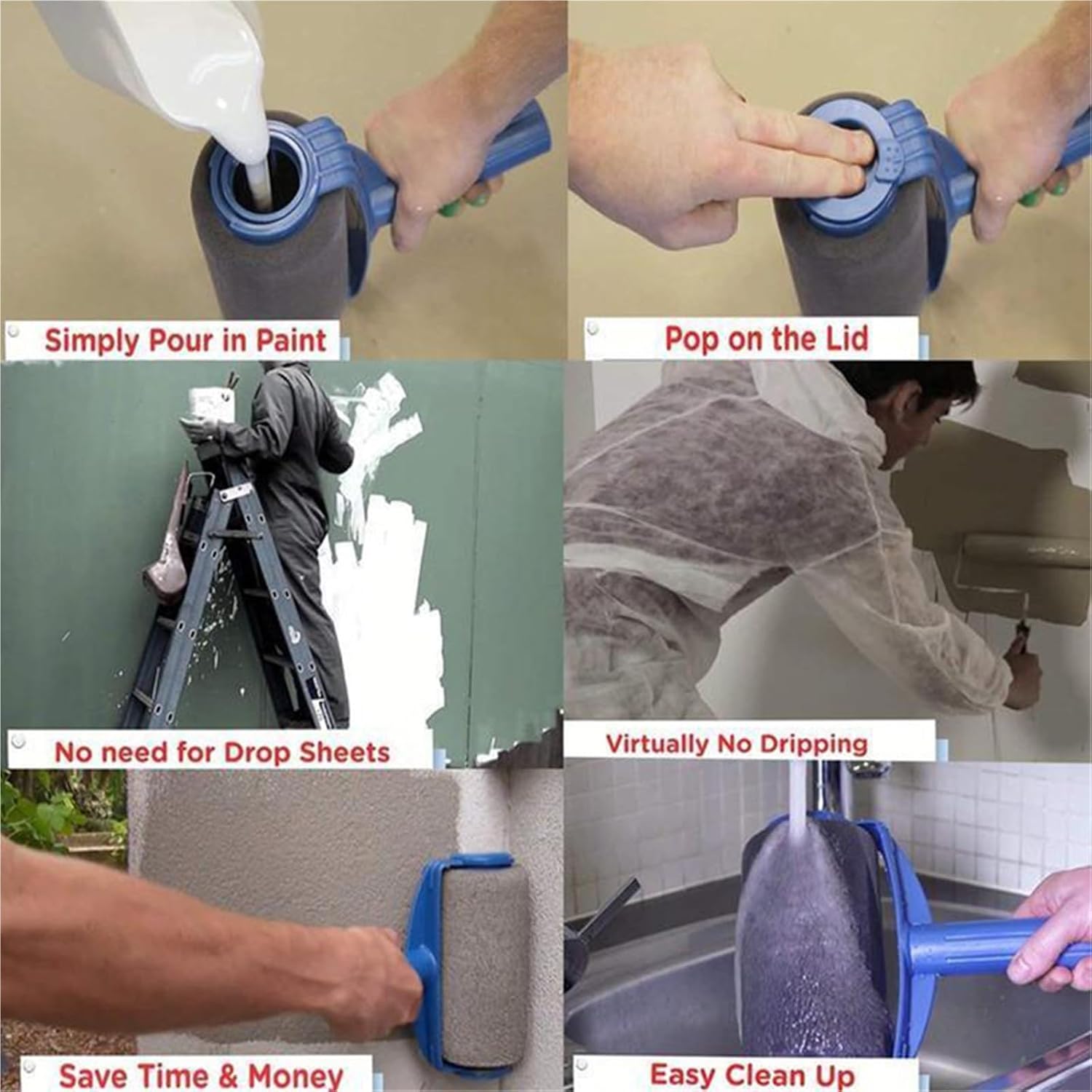 Rouleau à peinture multifonction avec manche de brosse d'angle, outils ...