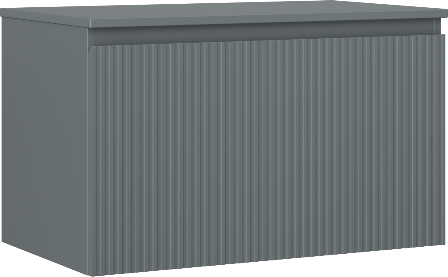Mexen Rivel szafka łazienkowa podumywalkowa 80 cm z blatem, 1 szuflada, ryflowana , grafit mat - 91A20-08047-1-BFC66