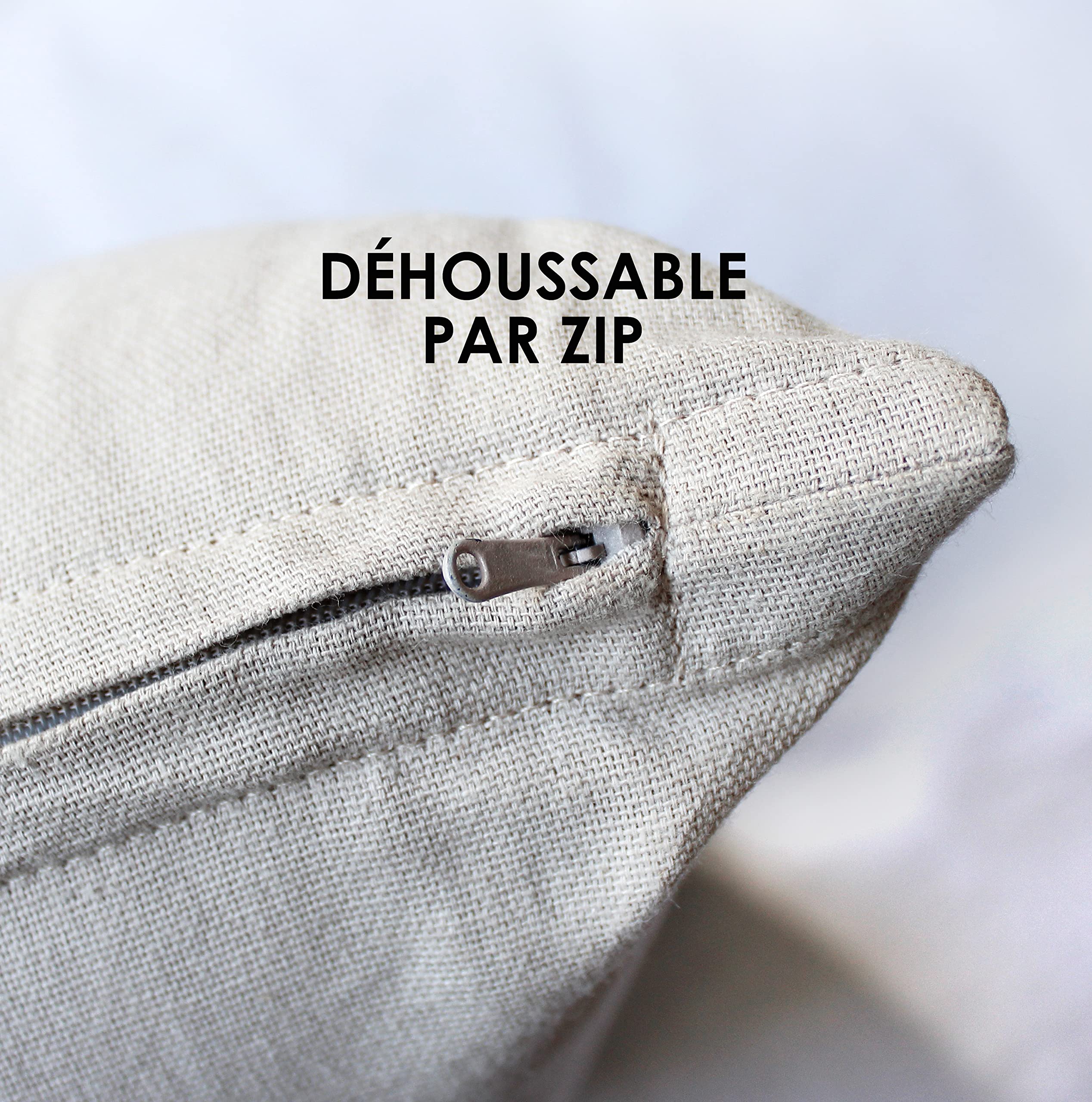 Coussin déhoussable uni en coton - Blanc - 40x40 cm - Polyester - 4