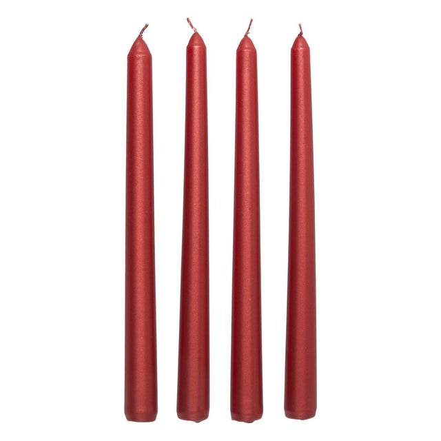 Lot de 4 bougies bâton 192g satin rouge - Feeric Lights & Christmas