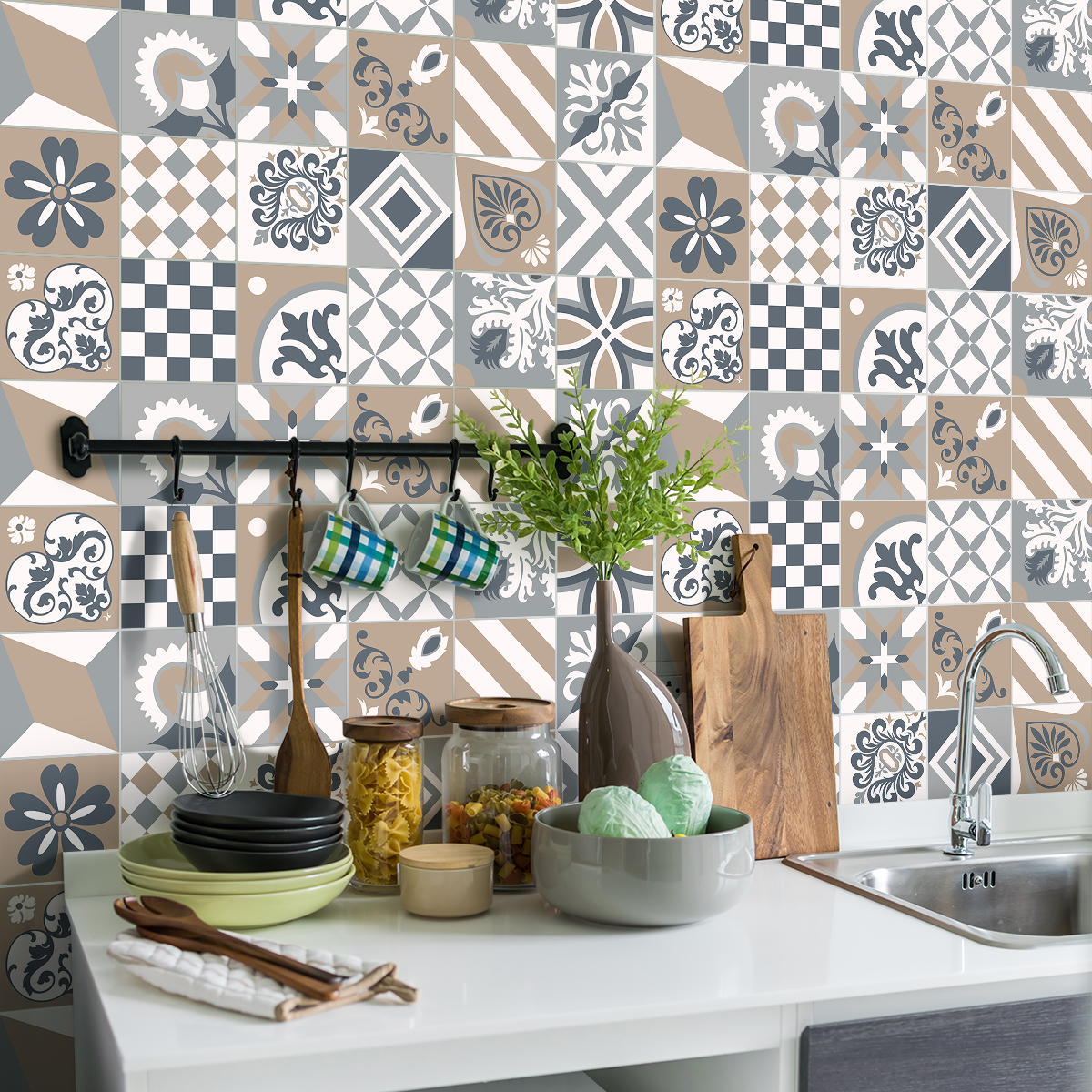 30 vinilo baldosas azulejos ofélia - adhesivo de pared - revestimiento sticker mural decorativo - 30stickers10x10cm