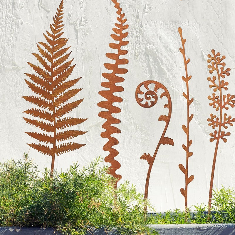 Zestaw 5 dekoracyjnych metalowych palików do kwiatów na zewnątrz, w stylu wiejskim, do dekoracji wnętrz i na zewnątrz