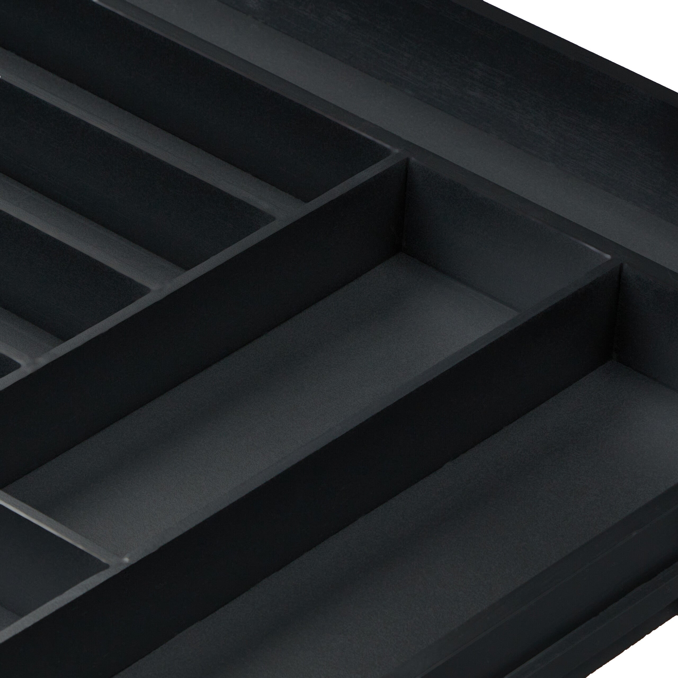 Organizador de talheres ajustável, bambu, HBT 6,5 x 35-58 x 43,5 cm, 6-8 compartimentos, para gaveta, preto, Relaxdays - 8