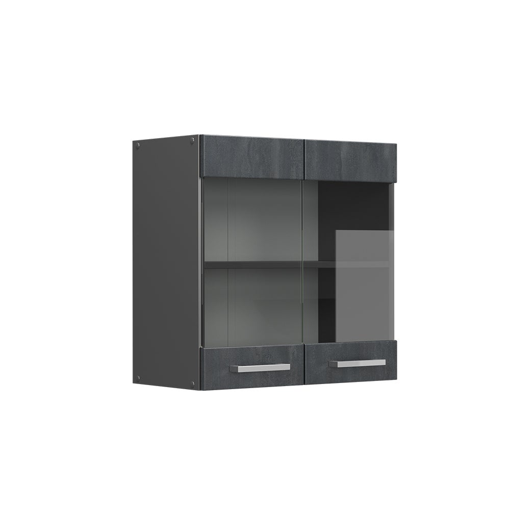 Vicco Szklana szafka kuchenna R-Line, Czarny beton, 60 cm