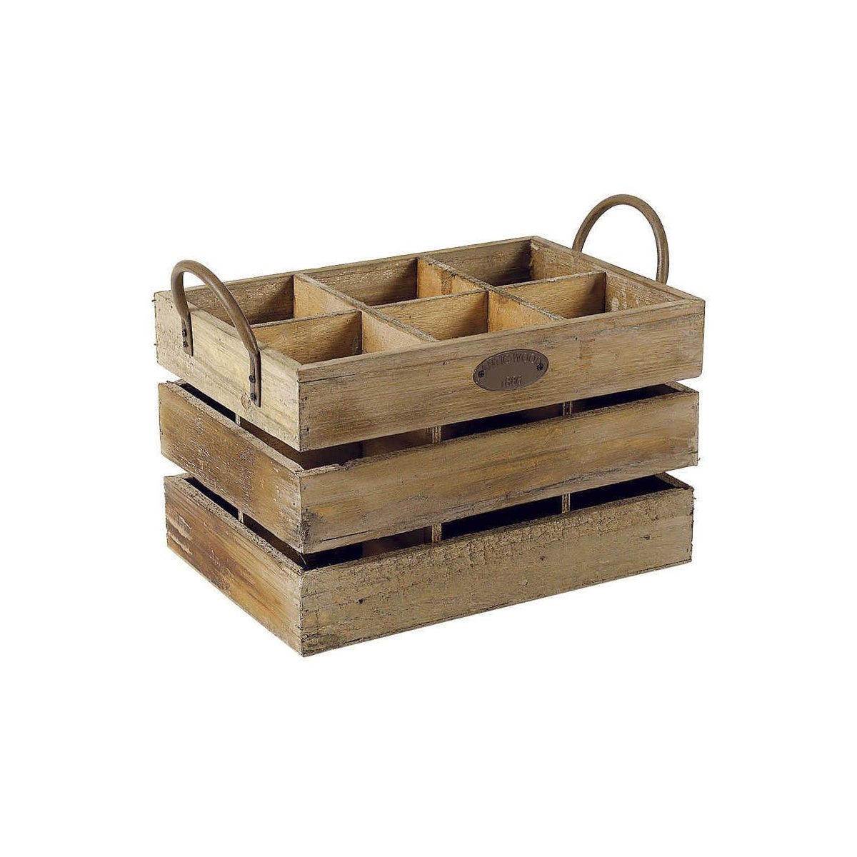 Contenitore per 6 bottiglie in legno stagionato 32 x 22 x 20-26 cm ...