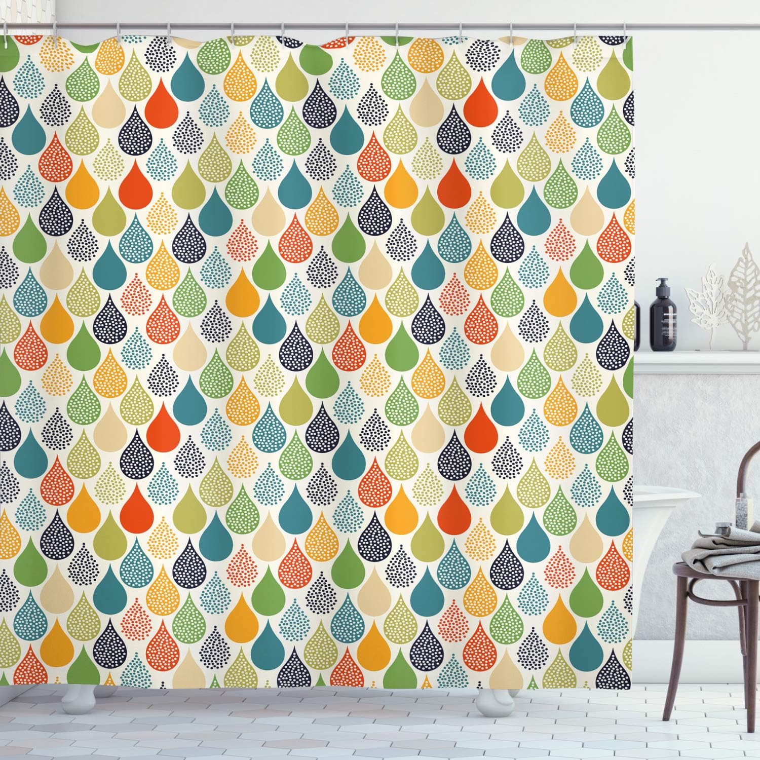 Abstrakcyjna zasłona prysznicowa, tworzy kolorowe plamy, zestaw dekoracyjny do łazienki z tkaniny, 180 cm x 180 cm