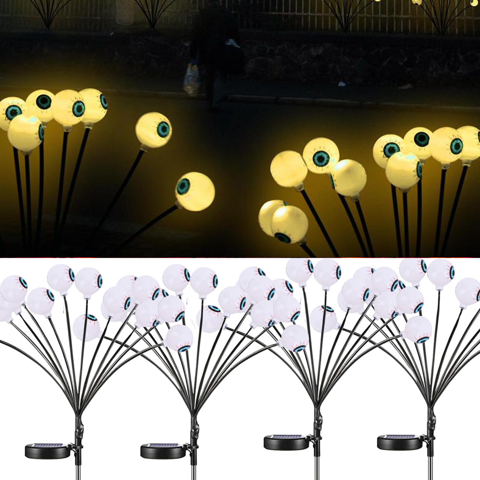 2 Lampes Solaires Halloween Citrouille – 16 LEDs – Étanches IP65 – 8 Modes – Pour Jardin, Terrasse, Allée