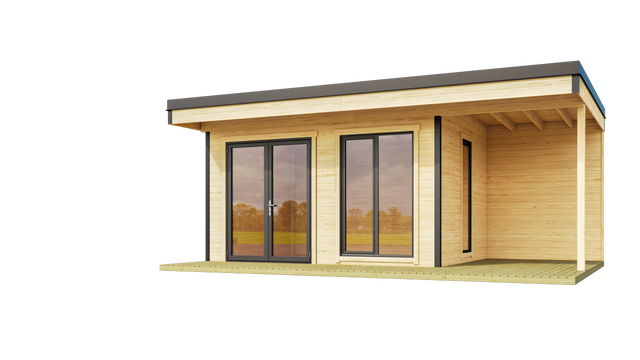 Abri de jardin Bois - WEKA Domeo 7+| 44mm | 11,39 m² intérieur + extension 11,00 m²