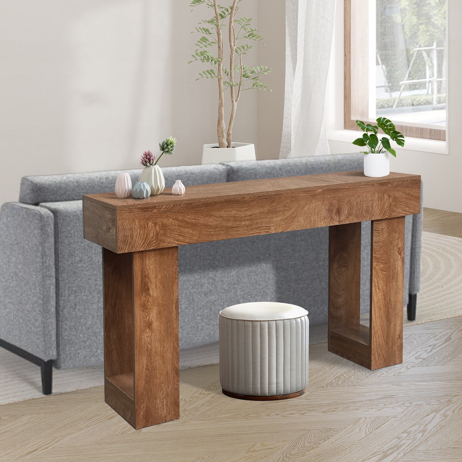 Table console 160 cm en bois massif, style ferme rustique, grande ...