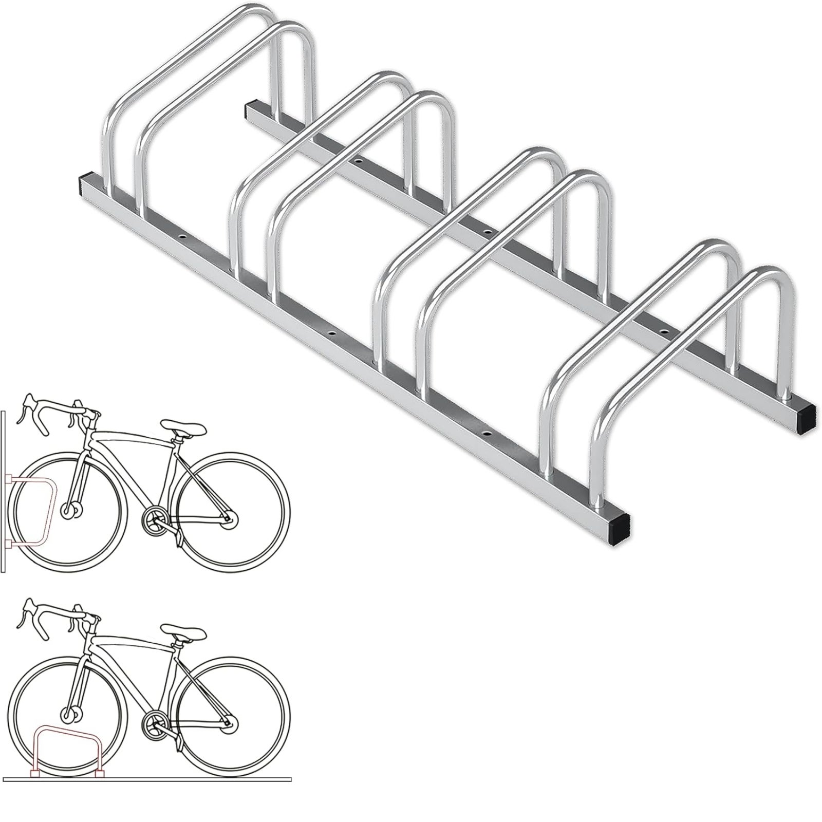 Vounot Support Mural Vélo Pour 4 Vélos + 2 Casques – Porte-Vélos Garage Métal Robuste 150 Kg Avec Crochets Silicone Anti-Rayures