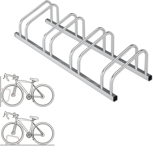 Portabici Linus Per montaggio a pavimento o a parete Argento Per 4 biciclette