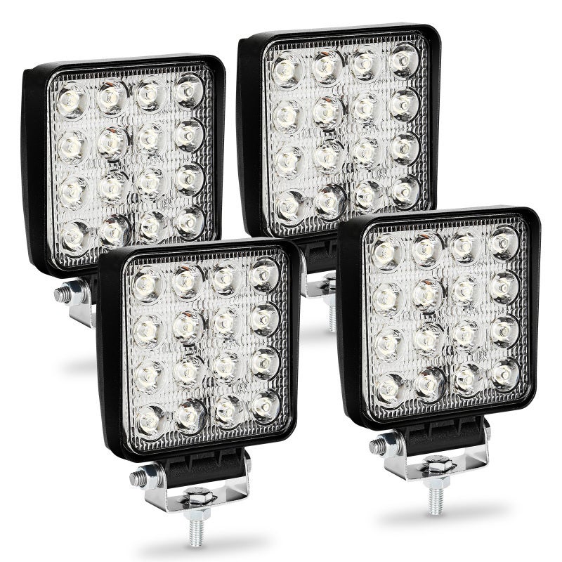 4 sztuki 48W kwadratowe lampy robocze LED DC 12V 24V do quadów, łodzi i ciągników terenowych, wodoodporne