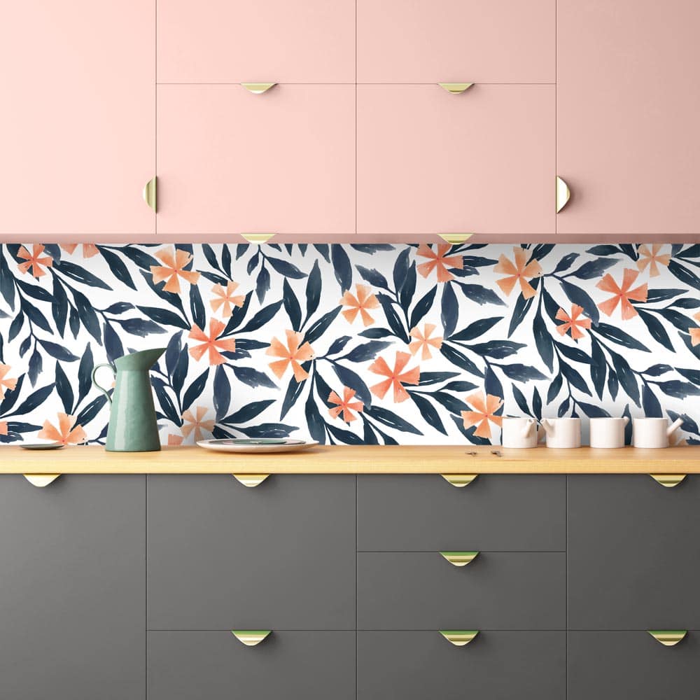 Salpicadero de cocina adhesivo acuarela floral - 300 x 60 cm