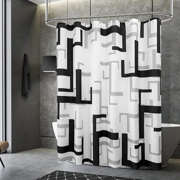 Tenda da doccia con motivo a bara e luna, con 12 ganci, impermeabile e lavabile, 60 x 72 cm Tenda da doccia con motivo a bara e luna, con 12 ganci, impermeabile e lavabile, 60 x 72 cm