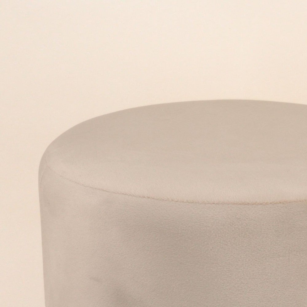 Pouf en velours beige rond pieds métal doré 36x30cm - Ornami - 4