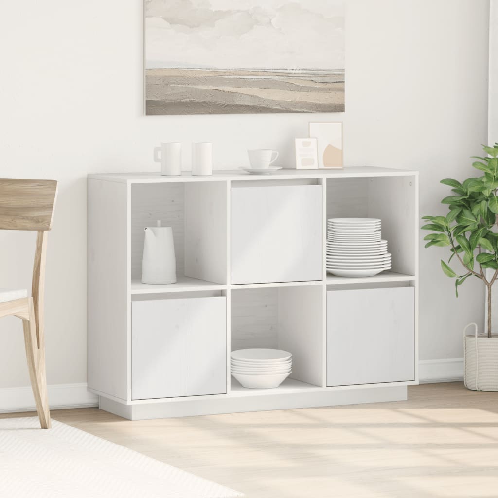 VidaXL Credenza Alta HAMAR Bianca 79x40x103,5 Cm - 4 Cassetti In Legno Massello Di Pino Per Soggiorno O Camera