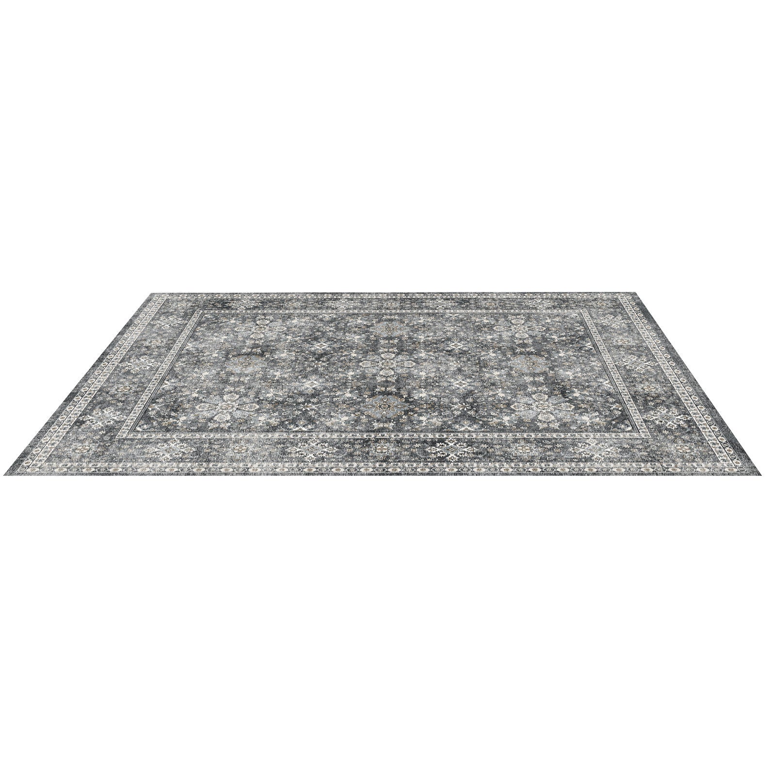 Tapete Sala VEVOR 2,4x3 m,Lavável Antiderrapante,Pelo Curto Denso,Resistente a Arranhões de Animais,Macio Confortável,Estilo Vintage,Cinza - 9