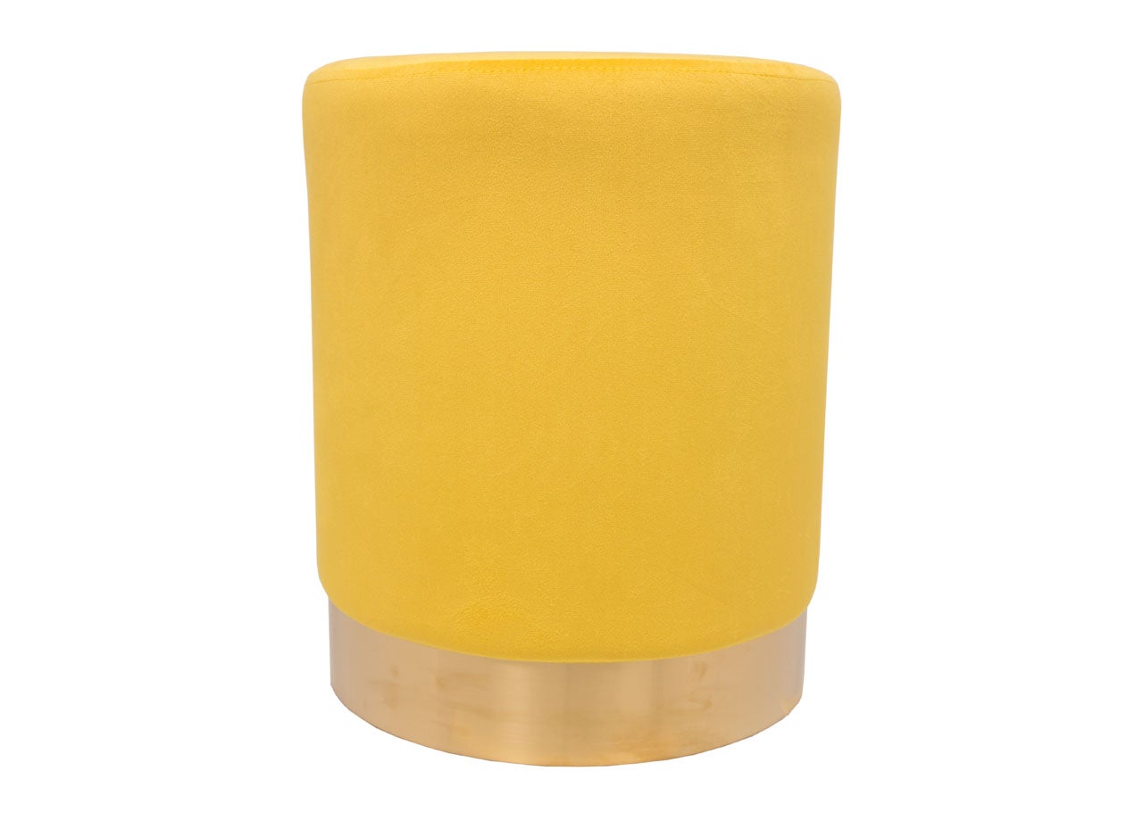 Pouf Salotto/Camera Rotondo Imbottito Modello Cilindro Velvet In Tinta