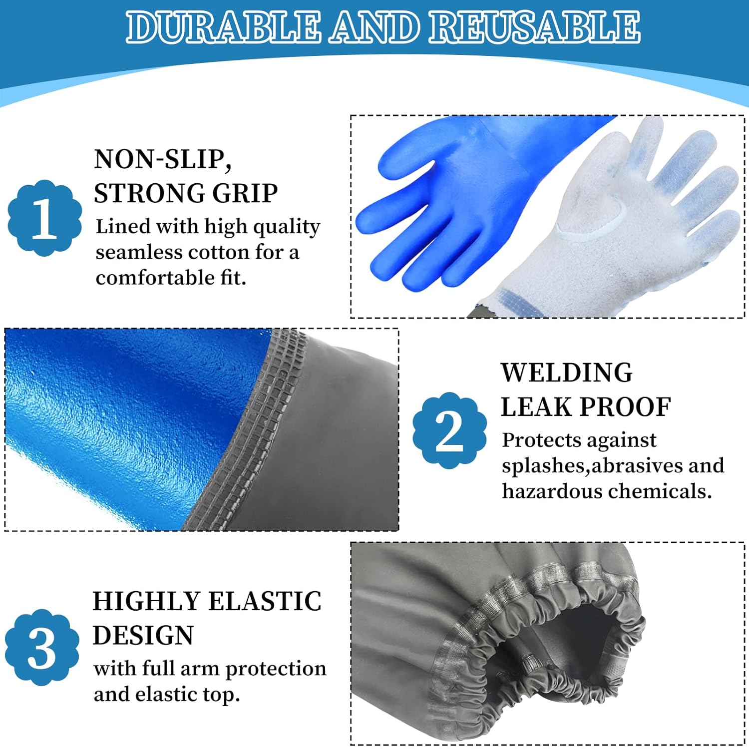 1 pièces Gants de Protection enpour étang pour Aquarium - Ultra Longs et imperméables - 3