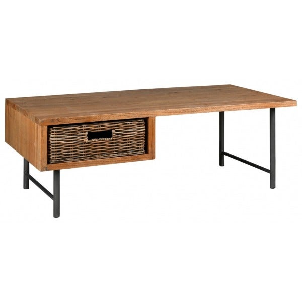 Table Basse En Bois M Tal Et Tiroir Rotin Aubry Gaspard Leroy Merlin