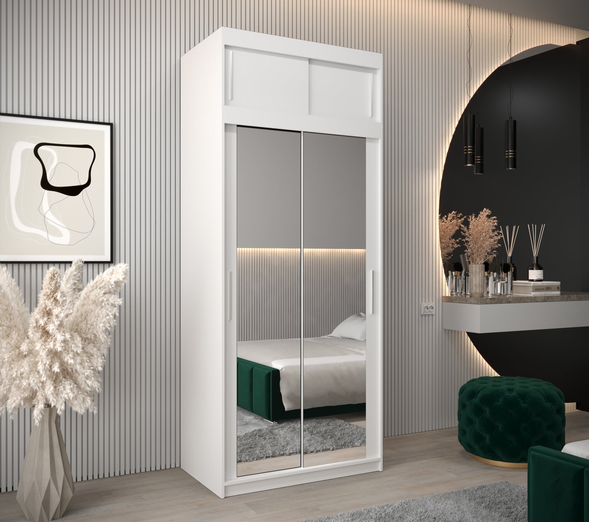 Szafa przesuwna z nadstawką garderoba TOKYO 3 100 x 62 x 240 cm Biały - Abiks Meble