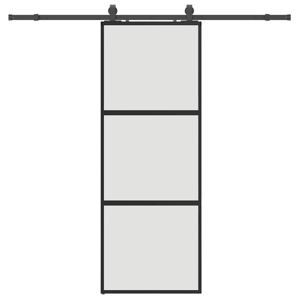 Puerta corredera con herrajes negro 76x205 cm vidrio templado vidaXL - 2
