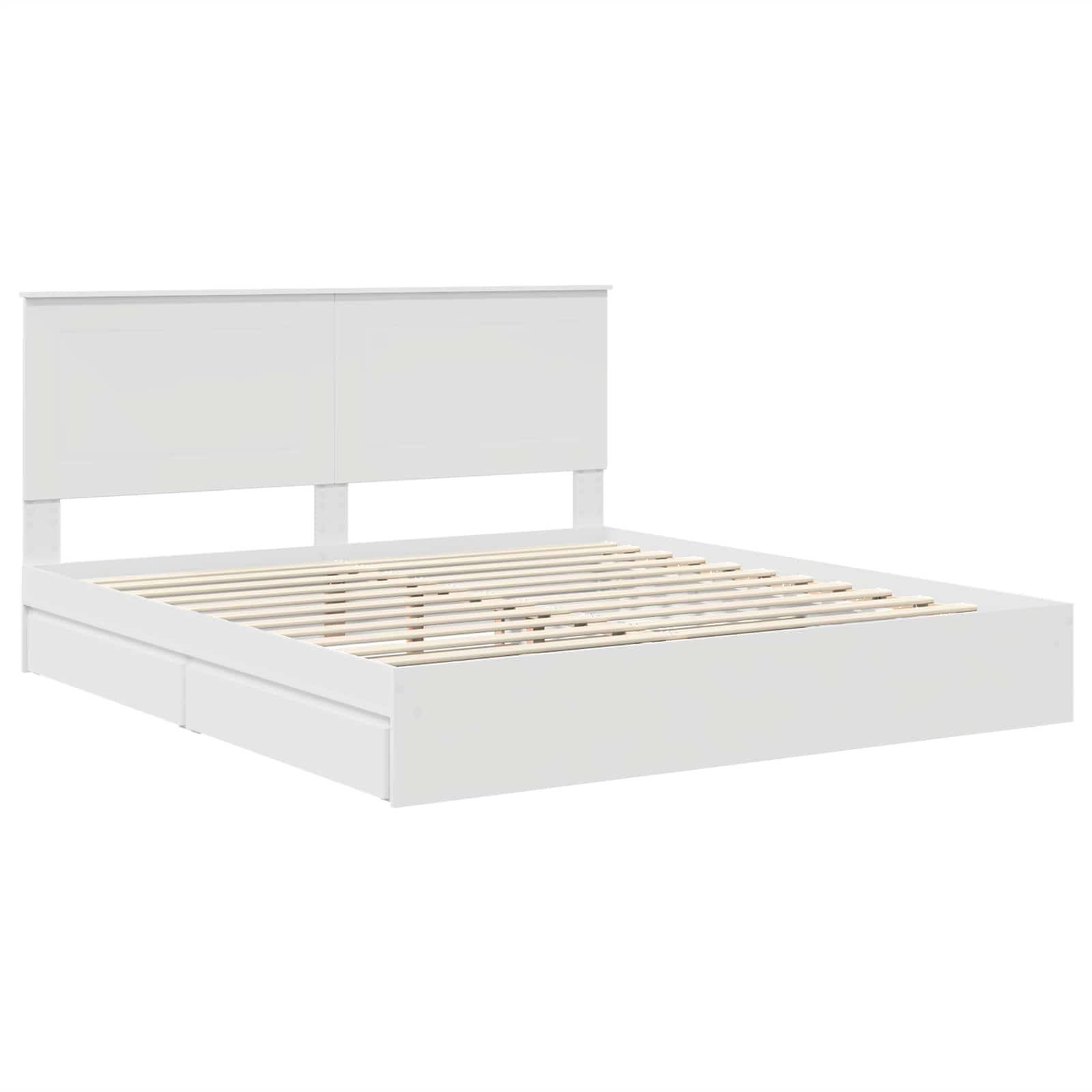 Lit de rangement blanc 180 x 200 cm panneau de bois - 4