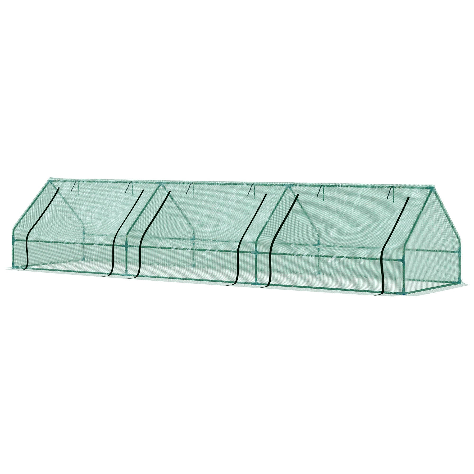 Mini serre de jardin en acier vert et polyéthylène avec 3 fenêtres rétractables, 400 x 100 x 80 cm - 2
