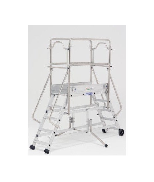 Tubesca - Passerelle en Alu 2x5 marches Hauteur accès 3,04 m - PASSERELLE BANCHE TUBESCA COMABI