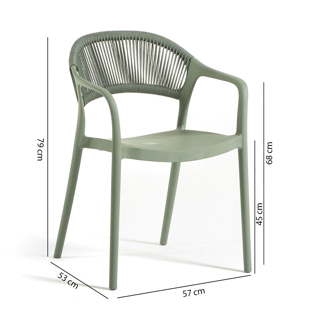 Lot de 4 Chaise de jardin sans coussin Jolanda en Polypropylène Vert - 5