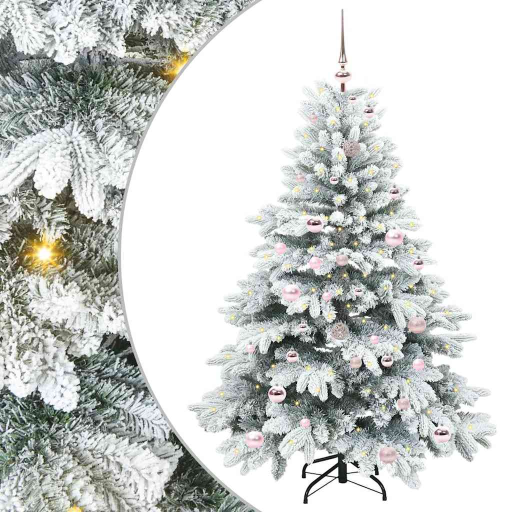 Sztuczna choinka z 150 diodami LED Zielony 150 cm PE i PVC