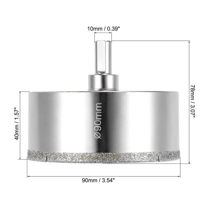 Scie cloche diamantée avec mèche pilote de centrage, diamantée, pour verre, carrelage, céramique, marbre (90 mm) - 2