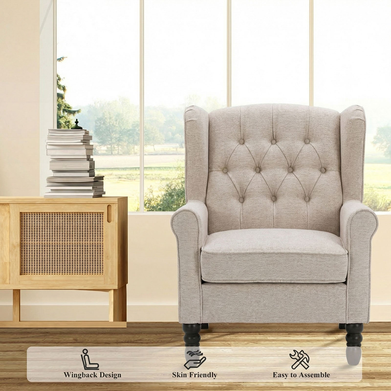 Fauteuil Design Minimaliste, Confort et Style pour Intérieur Moderne, Beige - 6