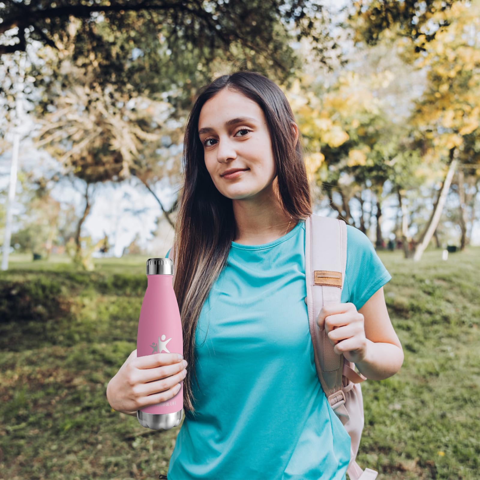 KollyKolla Borraccia Termica, 500ml, Bottiglia Acqua in Acciaio Inox, Sottovuoto a Doppia Parete, Termos senza Perdite, Bottiglia Sportiva, Scuola, Pa - 4