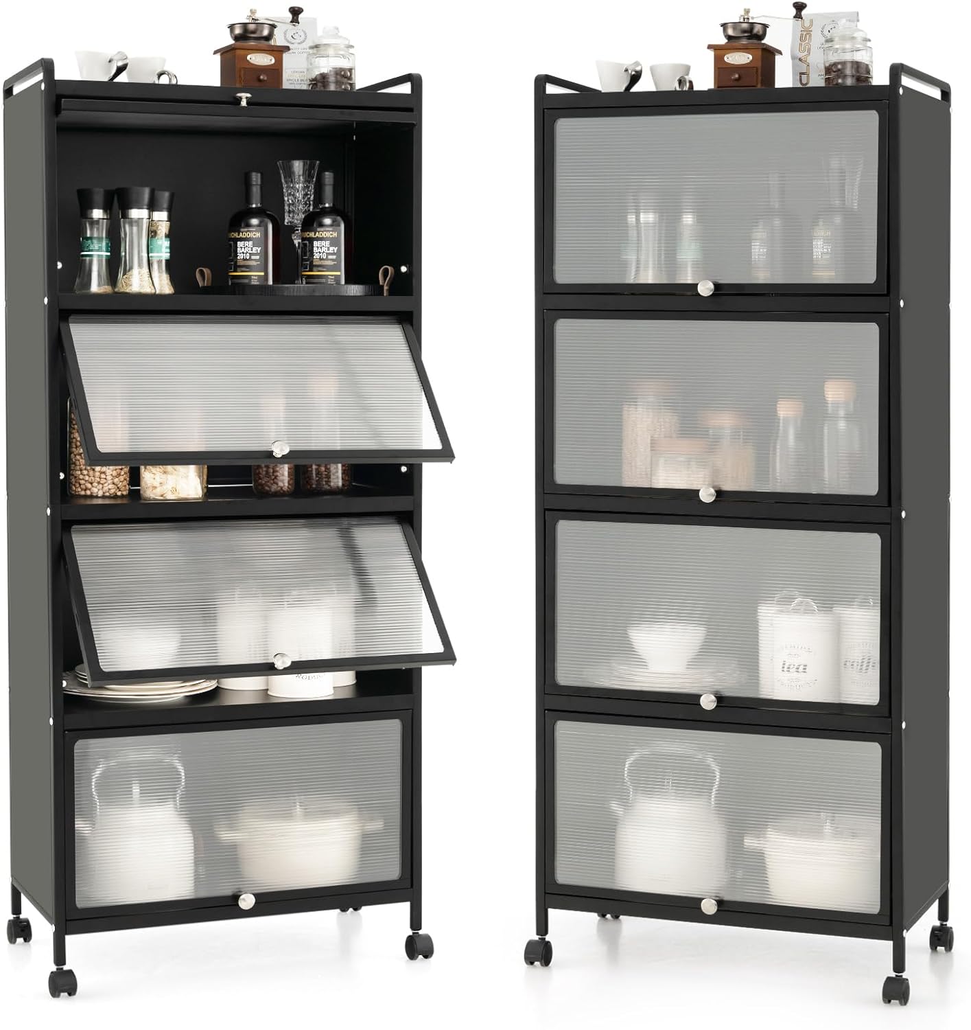 ZASTION Denkee Scaffale Cucina 5 Ripiani Industriali - Mobile Porta Microonde 60x40x153 Cm - Marrone Rustico