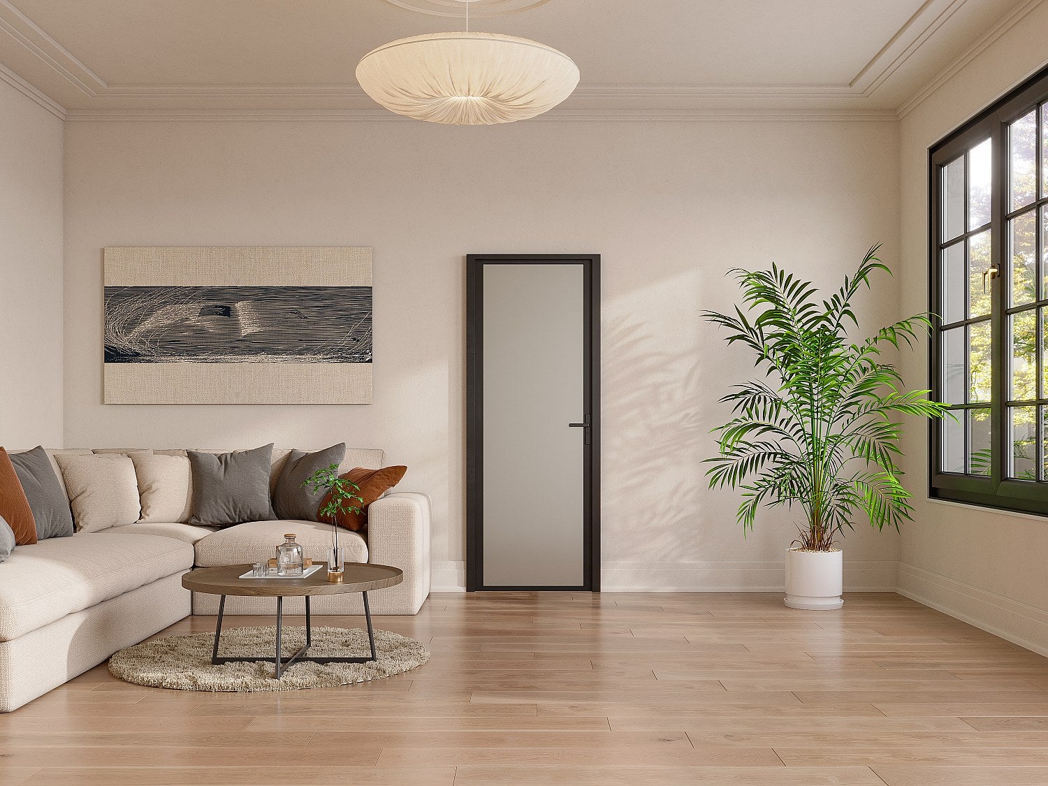Drzwi kompletne dwustronne z aluminium i matowego szkła hartowanego - wys. 204 x szer. 93 cm - Czarny - LOXTON