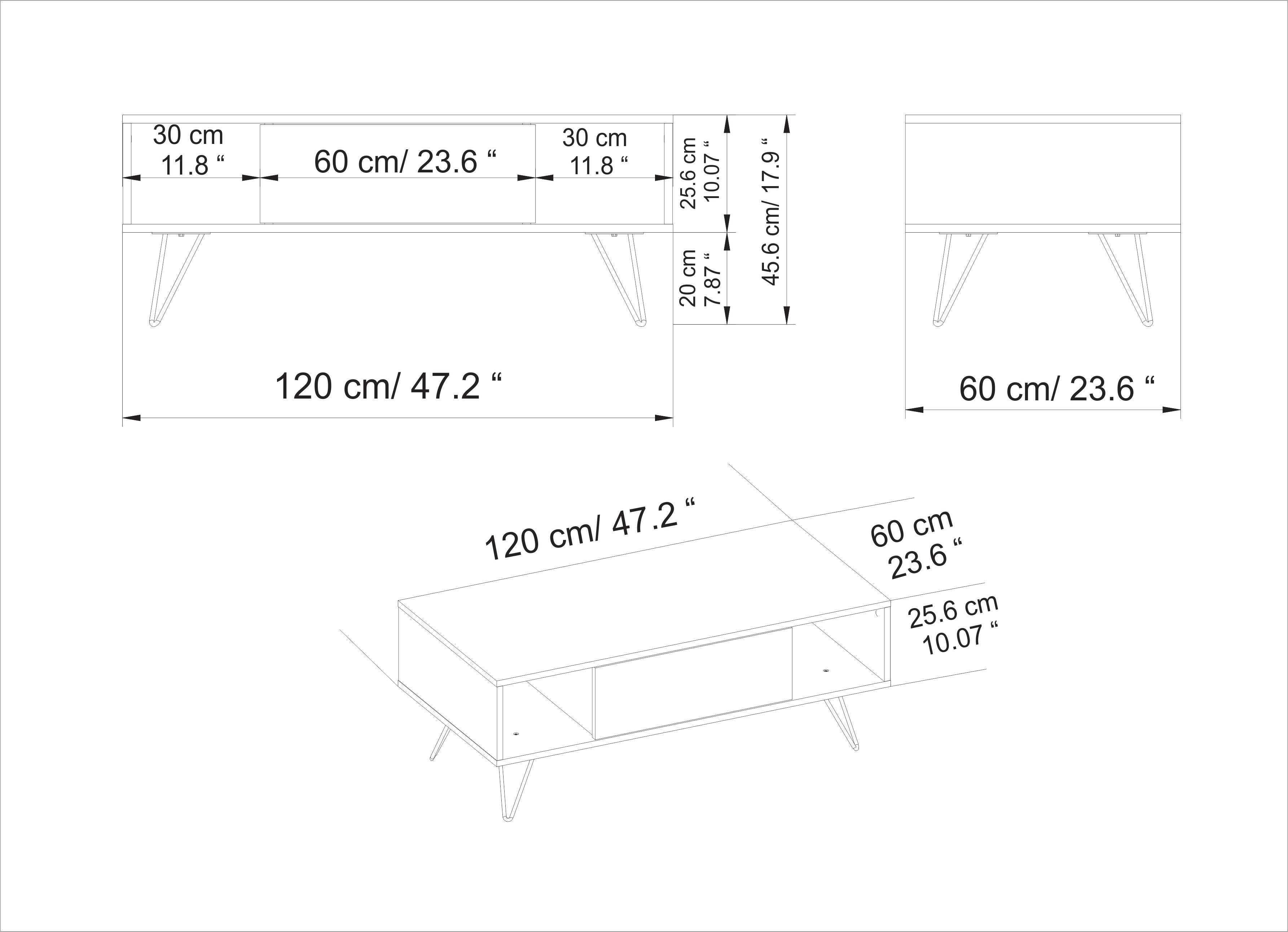 Table basse mistico avec le pieds en métal et armoire (noir & noyer) - 5