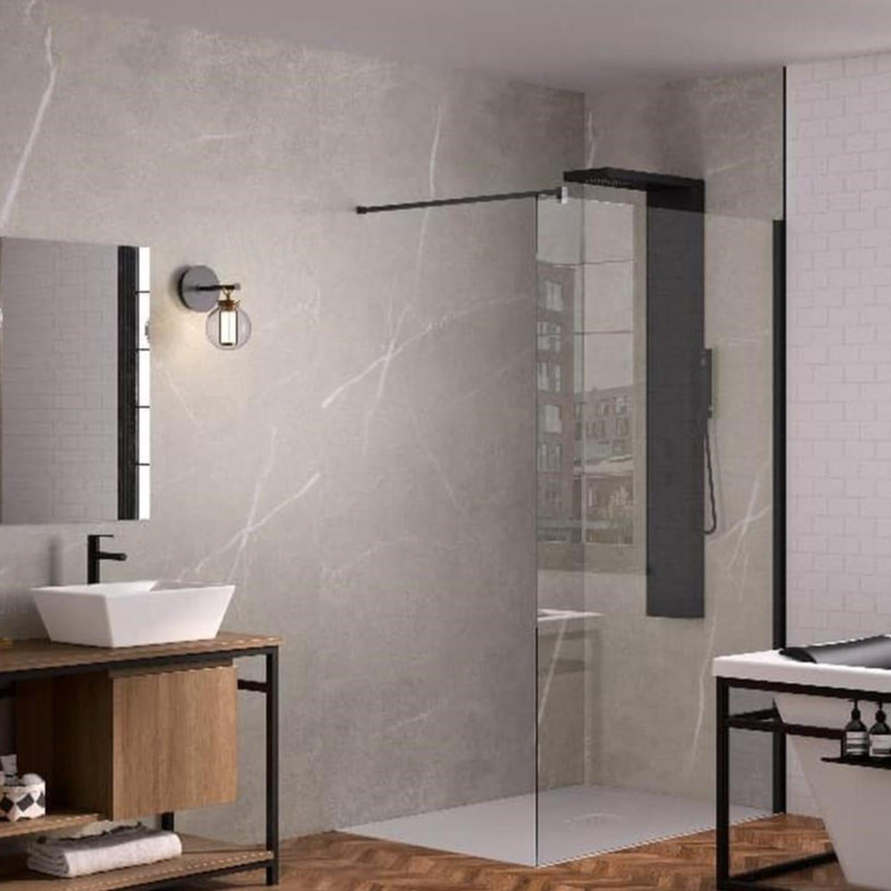 VAOVI Piastrelle Adesive Effetto Marmo Grigio Per Pareti - 23 Pezzi 100x200 Mm - Autoadesive, Impermeabili, Per Cucina, Bagno, Doccia - Facili Da Tagliare