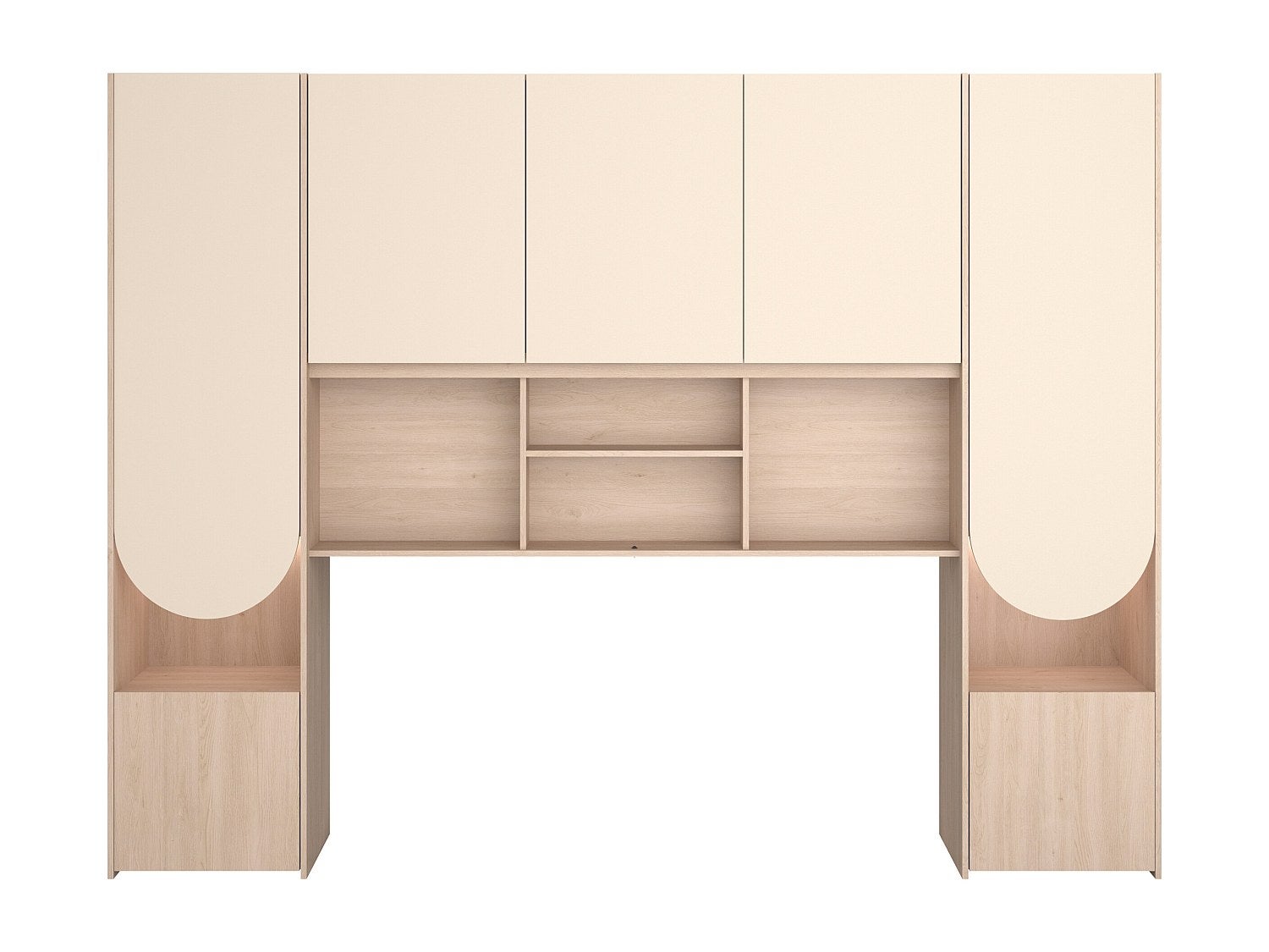 Pont de lit avec rangements – Avec LEDs – L266 cm – Beige et naturel - DOMELITO - 5