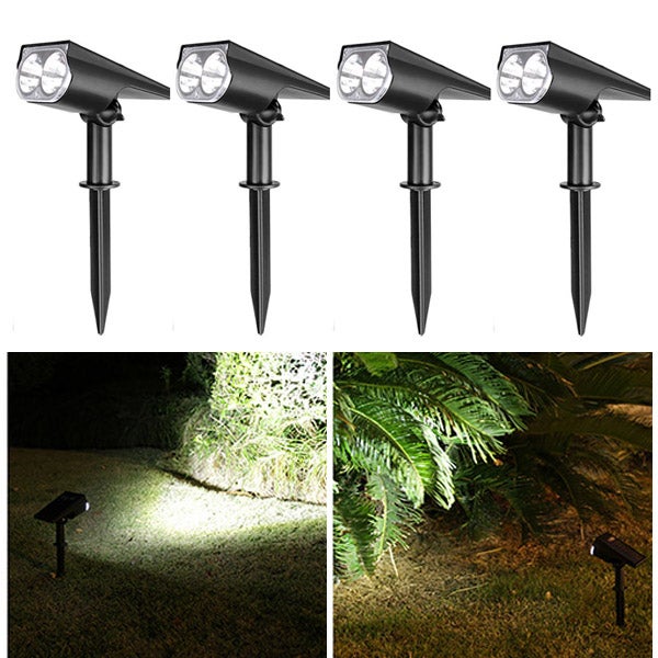 4 SZT. Lampy solarne zewnętrzne, Reflektor solarny, Wodoodporny reflektor LED IP65, Zimna biel