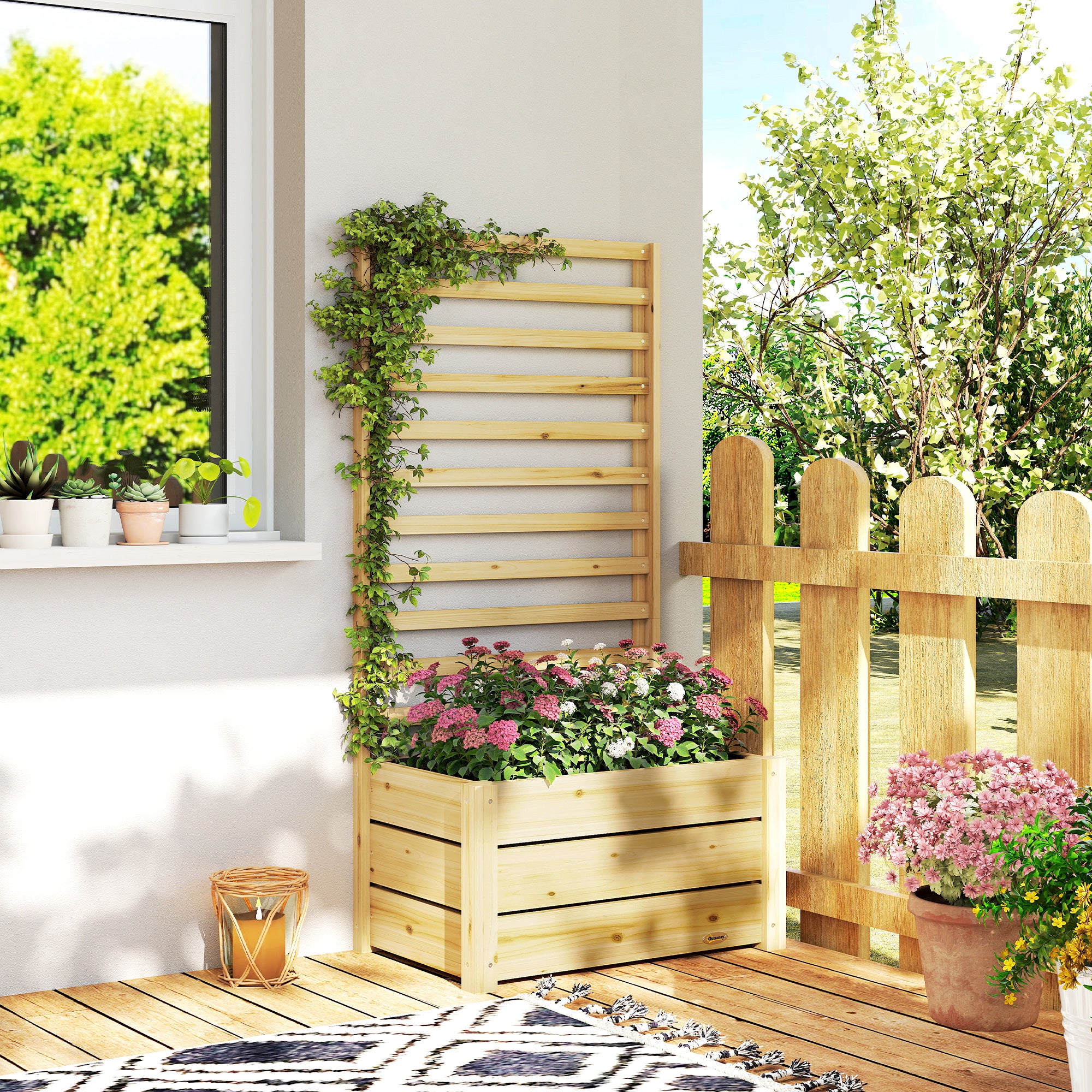 Jardinière avec treillis bois de sapin Outsunny - 9