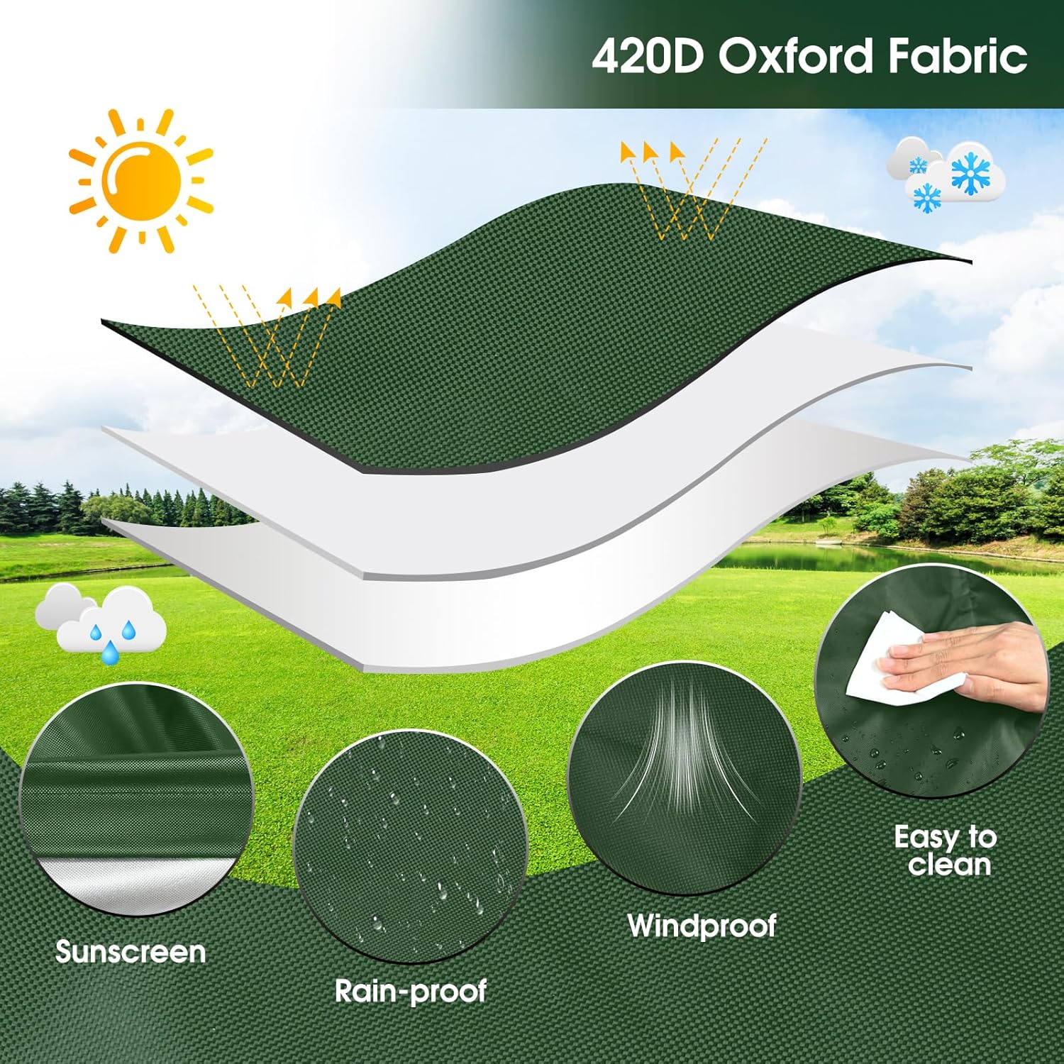 120x100x116cm (Vert) Bache pour Cuve 1000L, Housse de réservoir IBC 420D avec Fermeture Éclair, Housse de Protection IBC avec Fermeture, Anti-UV Anti- - 3